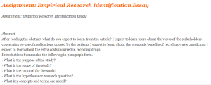 Assignment Empirical Research Identification Essay