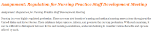 Assignment Regulation for Nursing Practice Staff Development Meeting