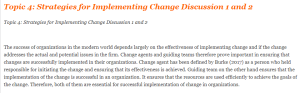Topic 4 Strategies for Implementing Change Discussion 1 and 2