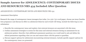 ADOLESCENCE CONTEMPORARY ISSUES AND RESOURCES NRS 434
