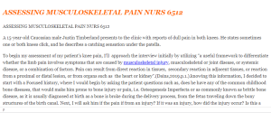 ASSESSING MUSCULOSKELETAL PAIN NURS 6512