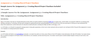 Assignment 5.1 Creating Shared Project Timelines