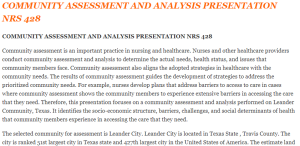 COMMUNITY ASSESSMENT AND ANALYSIS PRESENTATION NRS 428