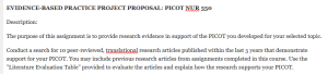 EVIDENCE-BASED PRACTICE PROJECT PROPOSAL: PICOT NUR 550