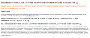 DESCRIBE HOW THE ROLE OF ADVANCED REGISTERED NURSE TRANSFORMED OVER TIME NUR 513