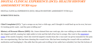 DIGITAL CLINICAL EXPERIENCE (DCE) HEALTH HISTORY ASSESSMENT NURS 6512