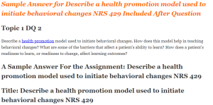 Describe a health promotion model used to initiate behavioral changes NRS 429