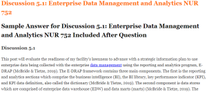 Discussion 5.1 Enterprise Data Management and Analytics NUR 752