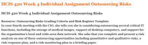 HCIS 420 Week 4 Individual Assignment Outsourcing Risks