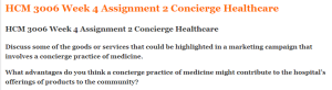 HCM 3006 Week 4 Assignment 2 Concierge Healthcare
