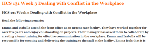 HCS 131 Week 3 Dealing with Conflict in the Workplace