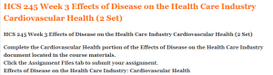 HCS 245 Week 3 Effects of Disease on the Health Care Industry Cardiovascular Health (2 Set)  