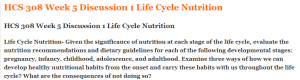 HCS 308 Week 5 Discussion 1 Life Cycle Nutrition