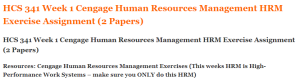HCS 341 Week 1 Cengage Human Resources Management HRM Exercise Assignment (2 Papers)
