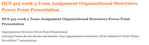 HCS 413 week 3 Team Assignment Organizational Structures Power Point Presentation