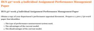 HCS 427 week 4 Individual Assignment Performance Management Paper