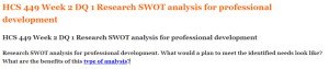 HCS 449 Week 2 DQ 1 Research SWOT analysis for professional development