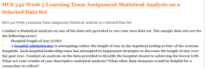 HCS 542 Week 5 Learning Team Assignment Statistical Analysis on a Selected Data Set