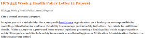 HCS 545 Week 4 Health Policy Letter (2 Papers)