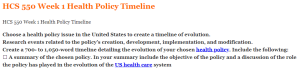 HCS 550 Week 1 Health Policy Timeline