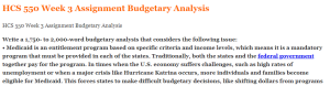 HCS 550 Week 3 Assignment Budgetary Analysis