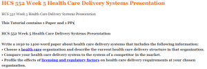HCS 552 Week 5 Health Care Delivery Systems Presentation