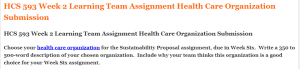 HCS 593 Week 2 Learning Team Assignment Health Care Organization Submission