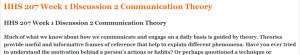 HHS 207 Week 1 Discussion 2 Communication Theory