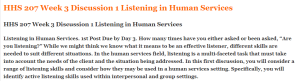 HHS 207 Week 3 Discussion 1 Listening in Human Services