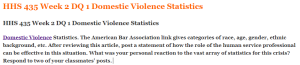 HHS 435 Week 2 DQ 1 Domestic Violence Statistics