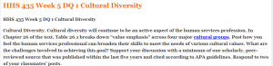HHS 435 Week 5 DQ 1 Cultural Diversity 