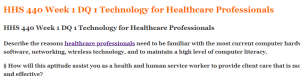 HHS 440 Week 1 DQ 1 Technology for Healthcare Professionals