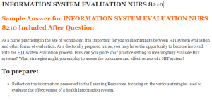 INFORMATION SYSTEM EVALUATION NURS 8210