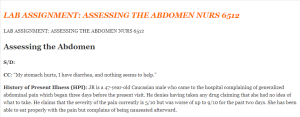 LAB ASSIGNMENT ASSESSING THE ABDOMEN NURS 6512