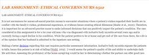 LAB ASSIGNMENT ETHICAL CONCERNS NURS 6512