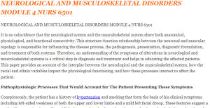 NEUROLOGICAL AND MUSCULOSKELETAL DISORDERS MODULE 4 NURS 6501