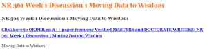 NR 361 Week 1 Discussion 1 Moving Data to Wisdom