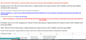 NR 361 Week 3 Discussion 1 Opportunities for Improvement with Usability and Interoperability