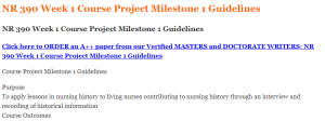 NR 390 Week 1 Course Project Milestone 1 Guidelines