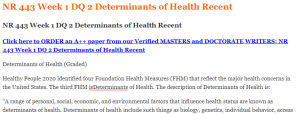 NR 443 Week 1 DQ 2 Determinants of Health Recent
