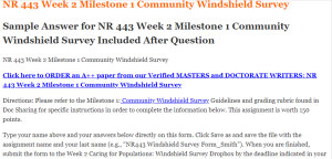 NR 443 Week 2 Milestone 1 Community Windshield Survey