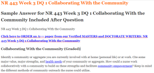 NR 443 Week 3 DQ 1 Collaborating With the Community