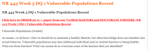 NR 443 Week 5 DQ 1 Vulnerable Populations Recent