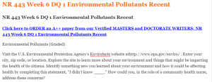 NR 443 Week 6 DQ 1 Environmental Pollutants Recent