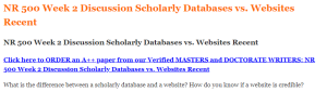 NR 500 Week 2 Discussion Scholarly Databases vs. Websites Recent