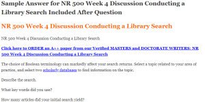 NR 500 Week 4 Discussion Conducting a Library Search