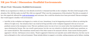 NR 500 Week 7 Discussion Healthful Environments