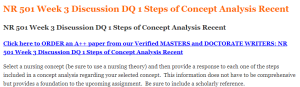 NR 501 Week 3 Discussion DQ 1 Steps of Concept Analysis Recent