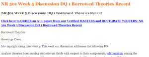 NR 501 Week 5 Discussion DQ 1 Borrowed Theories Recent