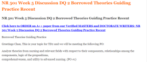 NR 501 Week 5 Discussion DQ 2 Borrowed Theories Guiding Practice Recent